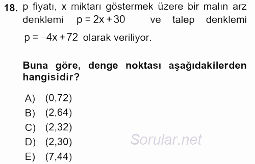 Matematik 1 2016 - 2017 3 Ders Sınavı 18.Soru