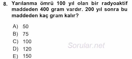 Matematik 1 2016 - 2017 3 Ders Sınavı 8.Soru