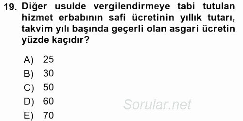 Özel Vergi Hukuku 1 2016 - 2017 Ara Sınavı 19.Soru