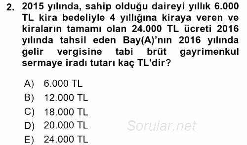 Özel Vergi Hukuku 1 2016 - 2017 Ara Sınavı 2.Soru