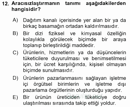 Genel İşletme 2016 - 2017 Dönem Sonu Sınavı 12.Soru