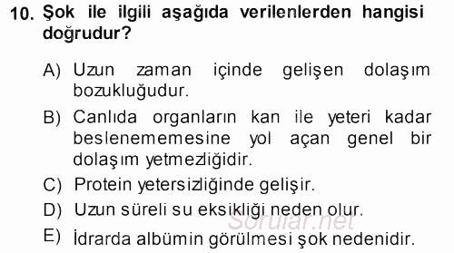 Hücre Kimyası 2013 - 2014 Dönem Sonu Sınavı 10.Soru