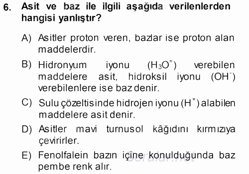 Hücre Kimyası 2013 - 2014 Dönem Sonu Sınavı 6.Soru