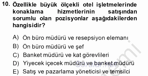 Satış Teknikleri 2014 - 2015 Ara Sınavı 10.Soru