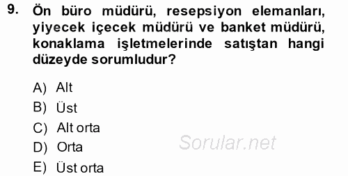 Satış Teknikleri 2014 - 2015 Ara Sınavı 9.Soru