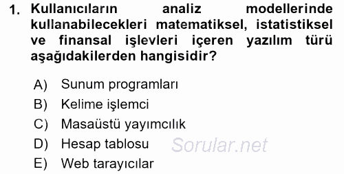 İşletme Bilgi Sistemleri 2017 - 2018 Ara Sınavı 1.Soru