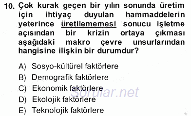 Pazarlama İlkeleri 2013 - 2014 Ara Sınavı 10.Soru