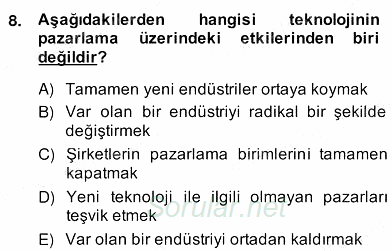 Pazarlama İlkeleri 2013 - 2014 Ara Sınavı 8.Soru
