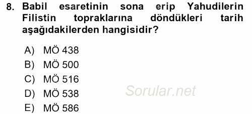 Yaşayan Dünya Dinleri 2017 - 2018 Dönem Sonu Sınavı 8.Soru