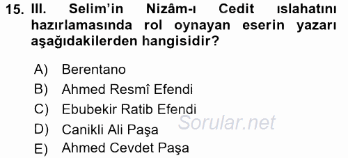 Tarih Metodu 2016 - 2017 Dönem Sonu Sınavı 15.Soru