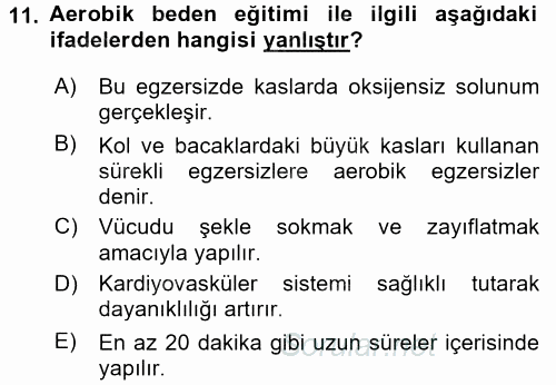 Sağlıklı Yaşam 2017 - 2018 Ara Sınavı 11.Soru