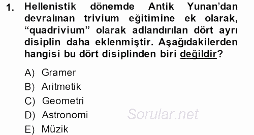 Eğitim Tarihi 2014 - 2015 Ara Sınavı 1.Soru