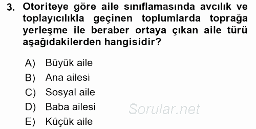 Aile Sağlığı 2017 - 2018 Ara Sınavı 3.Soru