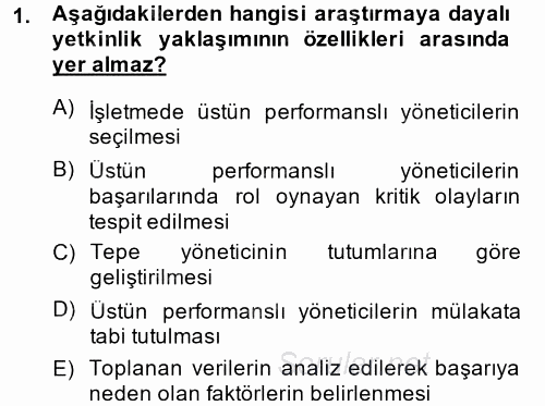 Performans ve Kariyer Yönetimi 2014 - 2015 Ara Sınavı 1.Soru