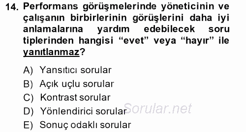 Performans ve Kariyer Yönetimi 2014 - 2015 Ara Sınavı 14.Soru