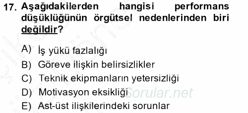 Performans ve Kariyer Yönetimi 2014 - 2015 Ara Sınavı 17.Soru