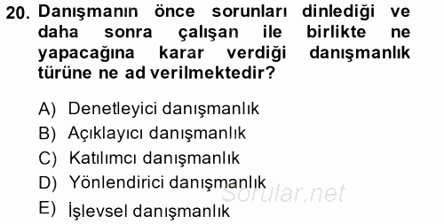 Performans ve Kariyer Yönetimi 2014 - 2015 Ara Sınavı 20.Soru