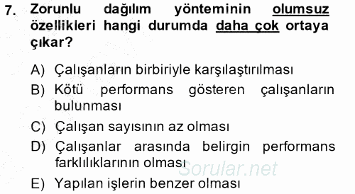 Performans ve Kariyer Yönetimi 2014 - 2015 Ara Sınavı 7.Soru