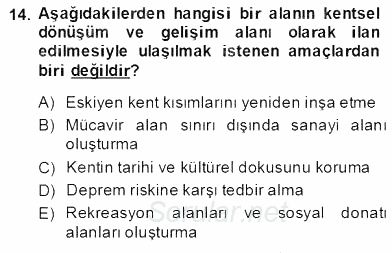 Mahalli İdareler Maliyesi 2013 - 2014 Dönem Sonu Sınavı 14.Soru