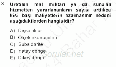 Mahalli İdareler Maliyesi 2013 - 2014 Dönem Sonu Sınavı 3.Soru