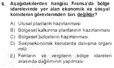 Mahalli İdareler Maliyesi 2013 - 2014 Dönem Sonu Sınavı 6.Soru