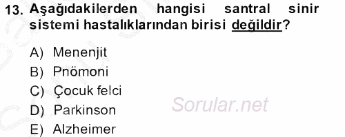 Aile Sağlığı 2013 - 2014 Dönem Sonu Sınavı 13.Soru