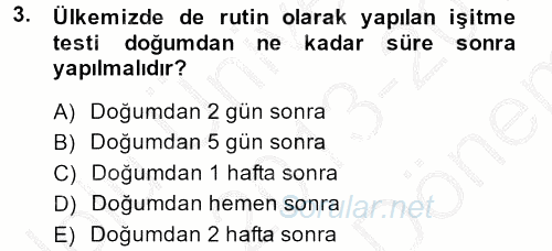 Aile Sağlığı 2013 - 2014 Dönem Sonu Sınavı 3.Soru