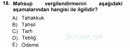 Vergi Hukuku 2012 - 2013 Ara Sınavı 18.Soru