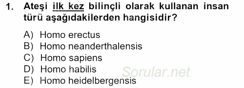 Genel Uygarlık Tarihi 2012 - 2013 Dönem Sonu Sınavı 1.Soru