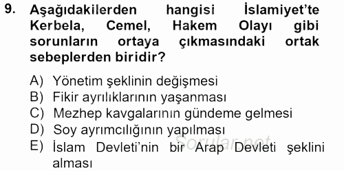 Genel Uygarlık Tarihi 2012 - 2013 Dönem Sonu Sınavı 9.Soru