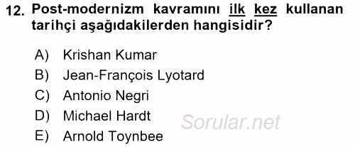 Endüstri Sosyolojisi 2016 - 2017 Dönem Sonu Sınavı 12.Soru