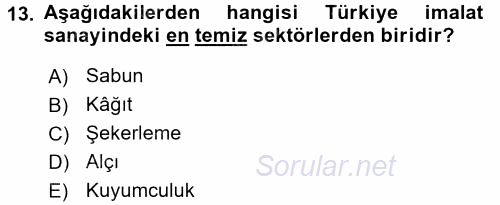 Endüstri Sosyolojisi 2016 - 2017 Dönem Sonu Sınavı 13.Soru