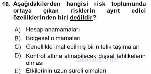 Endüstri Sosyolojisi 2016 - 2017 Dönem Sonu Sınavı 16.Soru