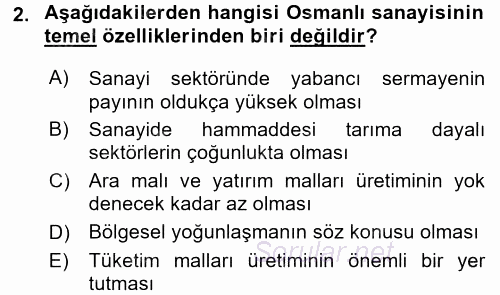 Endüstri Sosyolojisi 2016 - 2017 Dönem Sonu Sınavı 2.Soru