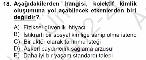 Uluslararası İlişkiler Kuramları 2 2012 - 2013 Ara Sınavı 18.Soru