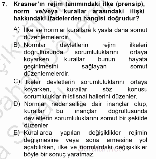 Uluslararası İlişkiler Kuramları 2 2012 - 2013 Ara Sınavı 7.Soru