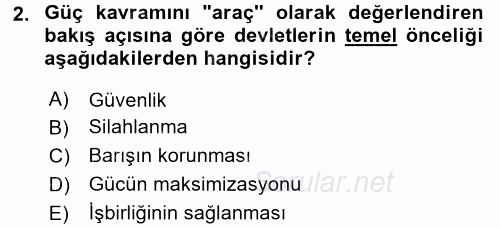 Uluslararası İlişkiler Kuramları 1 2016 - 2017 Ara Sınavı 2.Soru