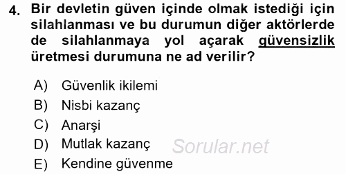 Uluslararası İlişkiler Kuramları 1 2016 - 2017 Ara Sınavı 4.Soru