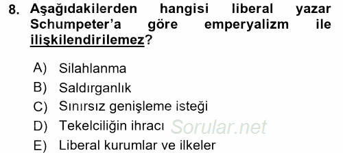 Uluslararası İlişkiler Kuramları 1 2016 - 2017 Ara Sınavı 8.Soru