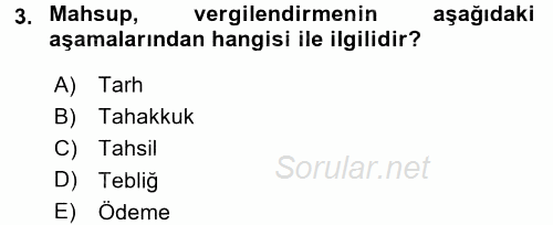 Vergi Hukuku 2017 - 2018 3 Ders Sınavı 3.Soru