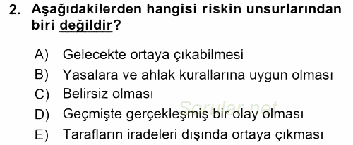 Banka Ve Sigorta Muhasebesi 2015 - 2016 Tek Ders Sınavı 2.Soru