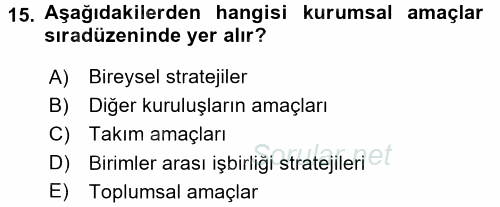 Kamu Yönetiminde Çağdaş Yaklaşımlar 2017 - 2018 Ara Sınavı 15.Soru