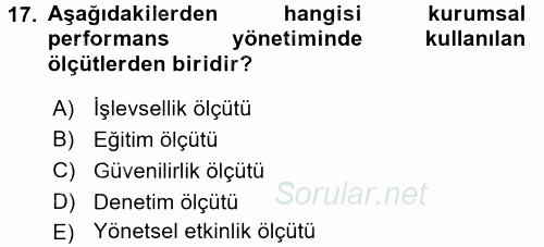 Kamu Yönetiminde Çağdaş Yaklaşımlar 2017 - 2018 Ara Sınavı 17.Soru