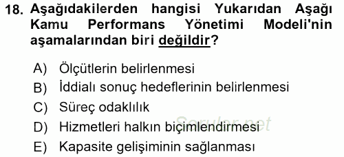 Kamu Yönetiminde Çağdaş Yaklaşımlar 2017 - 2018 Ara Sınavı 18.Soru