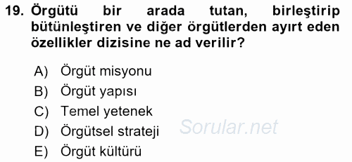 Kamu Yönetiminde Çağdaş Yaklaşımlar 2017 - 2018 Ara Sınavı 19.Soru