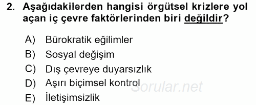 Kamu Yönetiminde Çağdaş Yaklaşımlar 2017 - 2018 Ara Sınavı 2.Soru