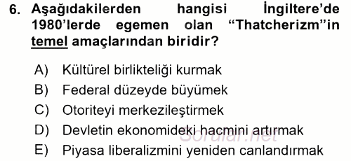 Kamu Yönetiminde Çağdaş Yaklaşımlar 2017 - 2018 Ara Sınavı 6.Soru