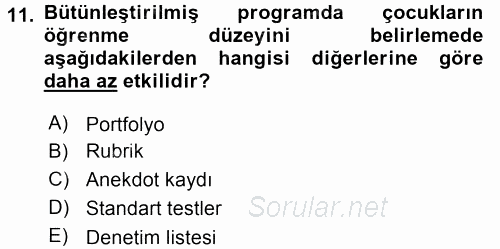 Özel Öğretim Yöntemleri 2 2016 - 2017 Dönem Sonu Sınavı 11.Soru