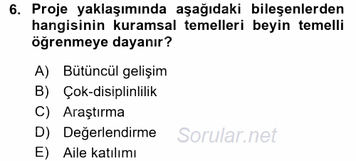 Özel Öğretim Yöntemleri 2 2016 - 2017 Dönem Sonu Sınavı 6.Soru