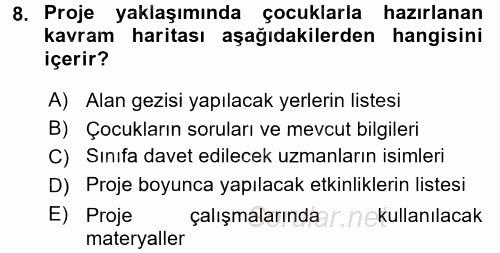 Özel Öğretim Yöntemleri 2 2016 - 2017 Dönem Sonu Sınavı 8.Soru